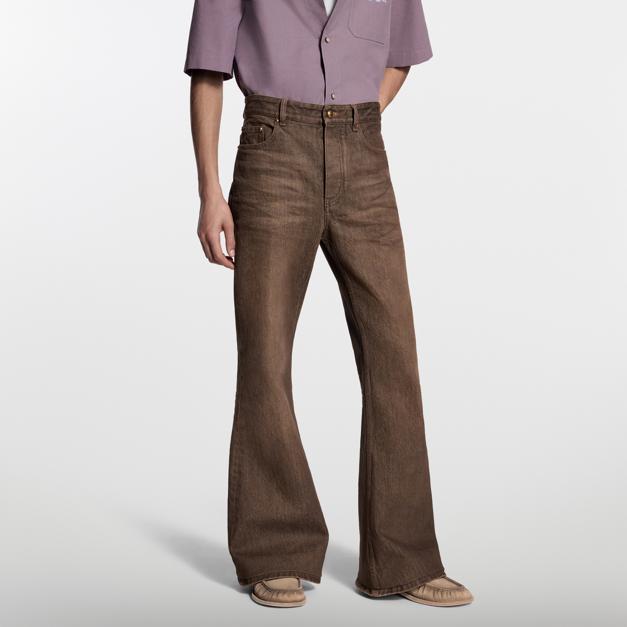 コーヒー インディゴ デニム ブーツカットパンツ ｜ルイ・ヴィトン